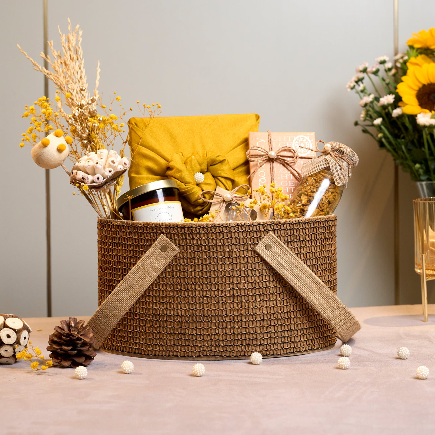 Brown Raffia Basket