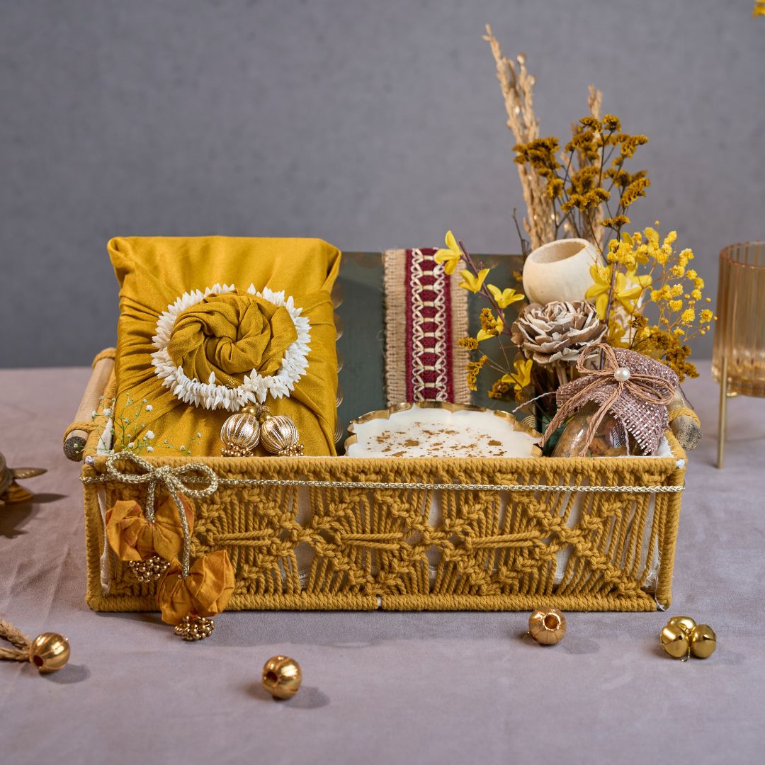 Yellow Macrame Basket
