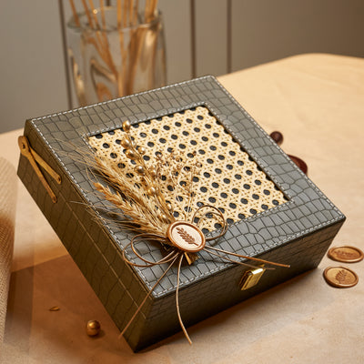 Leather & Rattan- Green